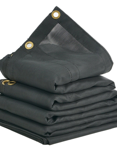 Load image into Gallery viewer, Dump Truck Mesh Tarp, 7 x 22 ft, PVC Coated Black Heavy Duty Cover with 5.5" 18oz Double Pocket, Brass Grommets, Reinforced Double Needle Stitch Webbing Fits Manual or Electric Dump Truck System
