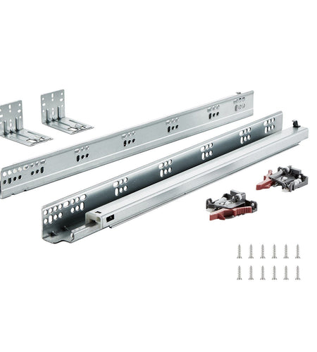 10 Pairs of 21 Inch Drawer Bottom Side Mount Rails, Heavy Duty Full Ball Bearing Extension Steel Track, Soft-Close Noiseless Guide Glides Cabinet Kitchen Runners with Locking Mechanism, 100 Lbs