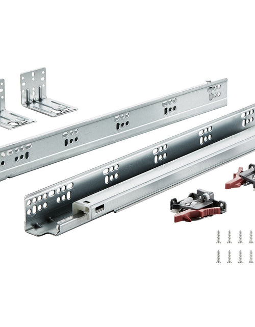 Load image into Gallery viewer, 6 Pairs of 18 Inch Drawer Bottom Side Mount Rails, Heavy Duty Full Ball Bearing Extension Steel Track, Soft-Close Noiseless Guide Glides Cabinet Kitchen Runners with Locking Mechanism, 100 Lbs
