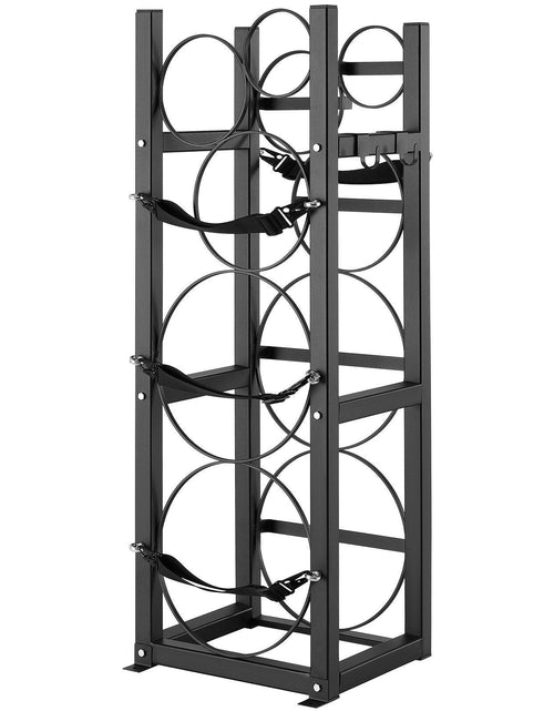 Load image into Gallery viewer, Refrigerant Tank Rack, with 2 x 30lbs and Other 3 Small Bottle Tanks, Cylinder Tank Rack 12.79x12.99x47.12 in, Refrigerant Cylinder Rack and Holders for Freon, Gases, Oxygen, Nitrogen
