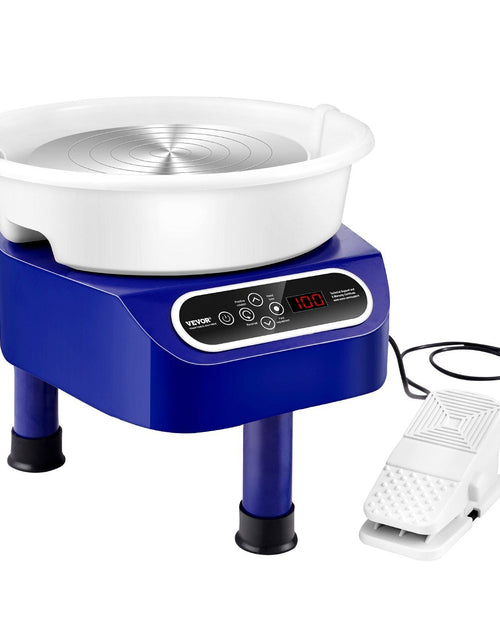 Load image into Gallery viewer, Pottery Wheel, 10 inch Pottery Forming Machine, 350W Electric Wheel for Pottery with Foot Pedal and LCD Touch Screen, Direct Drive Ceramic Wheel with 3 Support Legs for DIY Art Craft, Blue
