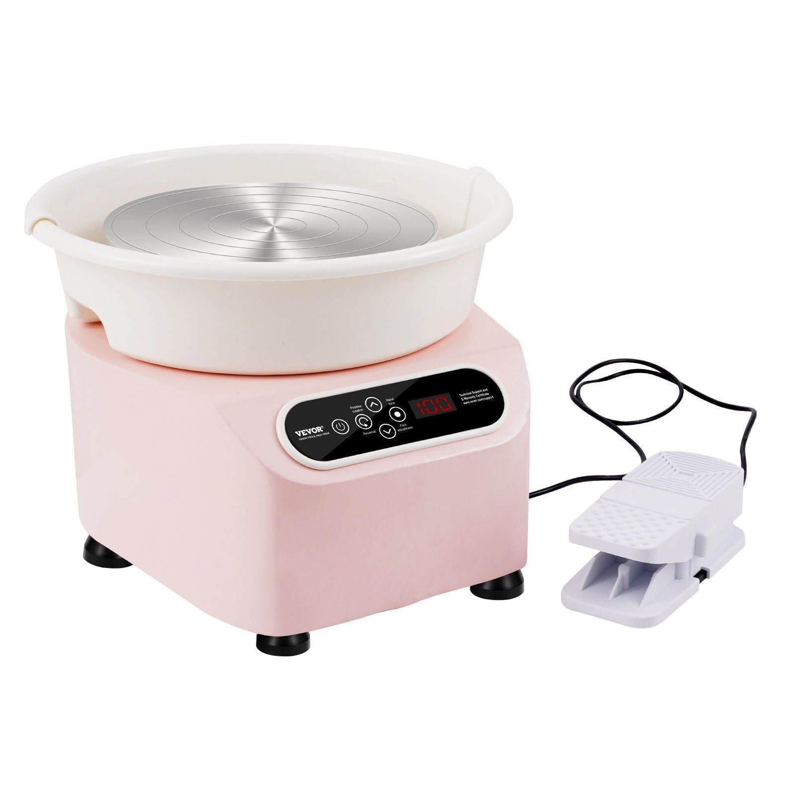Pottery Wheel, 11 inch Pottery Forming Machine, 350W Electric Wheel for Pottery with Foot Pedal and LCD Touch Screen, Direct Drive Ceramic Wheel with Shaping Tools for DIY Art Craft, Pink