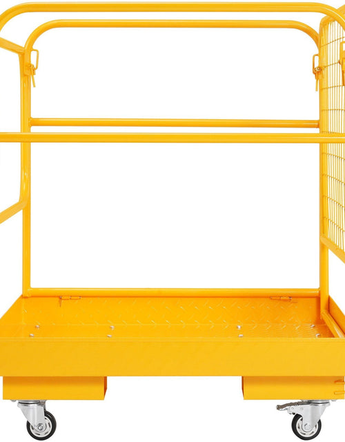 Load image into Gallery viewer, Forklift Safety Cage, 1200 lbs Load Capacity, 36 x 36 inches Folding Forklift Work Platform with Lockable Swivel Wheels, Drain Hole &amp; Device Chain, Holds 1 to 2 Adults, Perfect for Aerial Work
