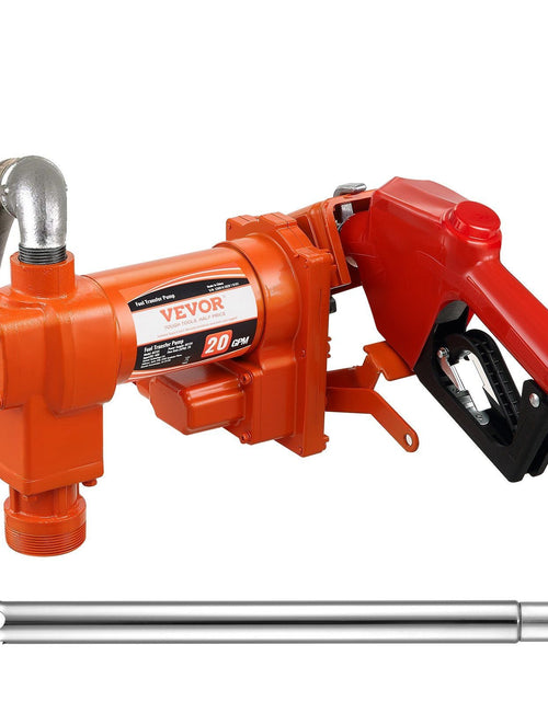 Load image into Gallery viewer, Fuel Transfer Pump, 12V DC 20 GPM 1/4 HP, Gasoline Extractor Pump with Automatic Nozzle, Discharge Hose &amp; Suction Pipe for Gasoline, Diesel, Kerosene, Ethanol &amp; Methanol Blends, and Biodiesel
