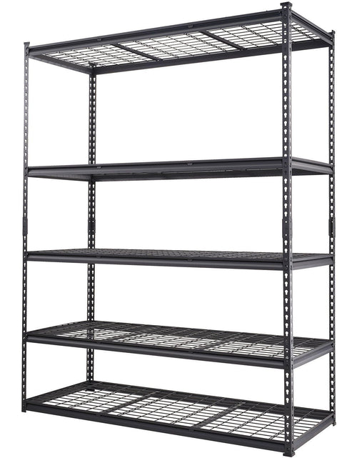 Load image into Gallery viewer, Storage Shelving Unit, 5-Tier Adjustable, 2000 lbs Capacity, Heavy Duty Garage Shelves Metal Organizer Wire Rack, Black, 60" L x 24" W x 78" H for Kitchen Pantry Basement Bathroom Laundry Closet
