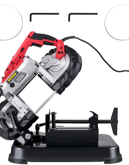 Load image into Gallery viewer, Portable Band Saw, 110V Removable Alloy Steel Base Cordless Band Saw, 5 Inch Cutting Capacity Hand held Band Saw,Variable Speed Portable Bandsaw, 10Amp Motor Deep Cut Band saw for Metal Wood
