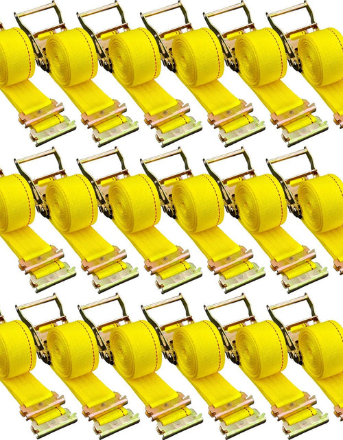 Load image into Gallery viewer, E Track Ratchet Strap, 18PCS 2" x 15' E-Track Straps 4400 LBS Breaking Strength, with Polyester Webbing &amp; Spring Fitting &amp; Ratchets, Durable Tie-Downs for Motorcycles, Tire, Trailer Loads
