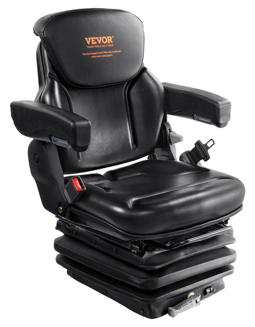 Load image into Gallery viewer, Universal Tractor seat Suspension, Fold Down Forklift Seat with Adjustable Angle Back, Micro Switch, Seatbelt and Armrests, 3-level Shock Absorption Tractor Seat for Tractor Loader Excavator
