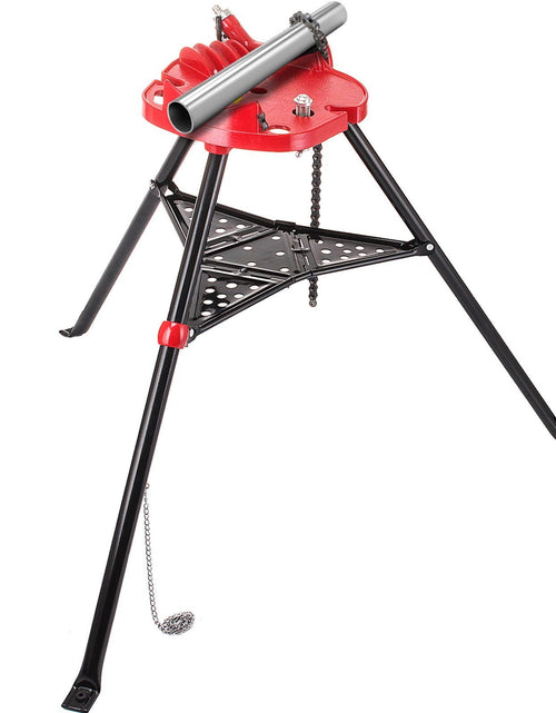 Load image into Gallery viewer, 6" Tripod Pipe Chain Vise Stand w/ Steel Legs &amp; Rubber Mounts bib
