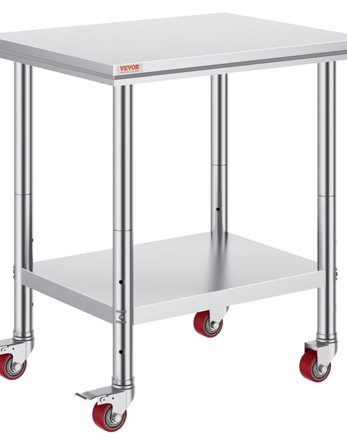 Load image into Gallery viewer, Stainless Steel Work Table with Wheels 24 x 30 Prep Table with casters Heavy Duty Work Table for Commercial Kitchen Restaurant Business (24 x 30 x 33.8 Inch)
