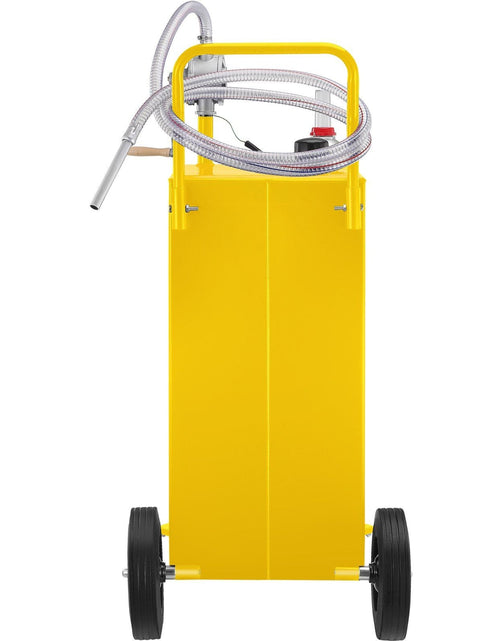 Load image into Gallery viewer, 30 Gallon Fuel Caddy, Gas Storage Tank &amp; 4 Wheels, with Manuel Transfer Pump, Gasoline Diesel Fuel Container for Cars, Lawn Mowers, ATVs, Boats, More, Yellow
