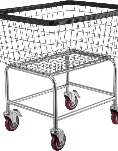 Load image into Gallery viewer, Wire Laundry Cart, 2.5 Bushel Wire Laundry Basket with Wheels, 21''x27''x27.5'' Commercial Wire Laundry Basket Cart, Steel Frame with Chrome Finish, 4inch Casters, Wire Basket Cart For Laundry
