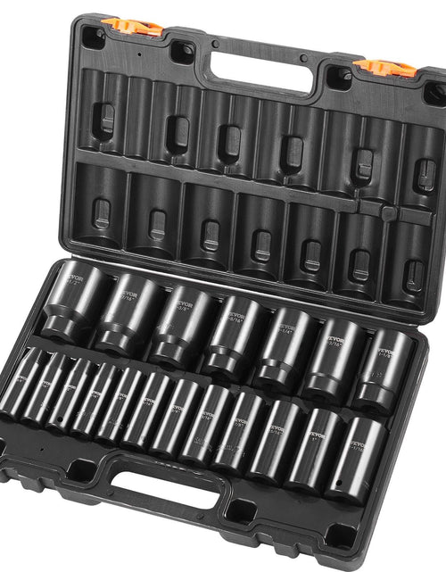 Load image into Gallery viewer, Impact Socket Set 1/2 Inches 19 Piece Impact Sockets, Deep Socket, 6-Point Sockets, Rugged Construction, Cr-V, 1/2 Inches Drive Socket Set Impact 3/8 inch - 1-1/2 inch, with a Storage Cage
