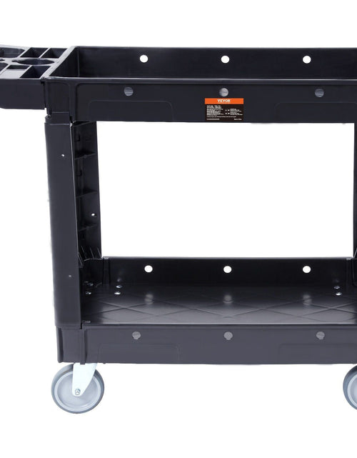Load image into Gallery viewer, Utility Service Cart, 2 Shelf 550LBS Heavy Duty Plastic Rolling Utility Cart with 360° Swivel Wheels, Medium Lipped Shelf, Ergonomic Storage Handle for Warehouse/Garage/Cleaning/Office
