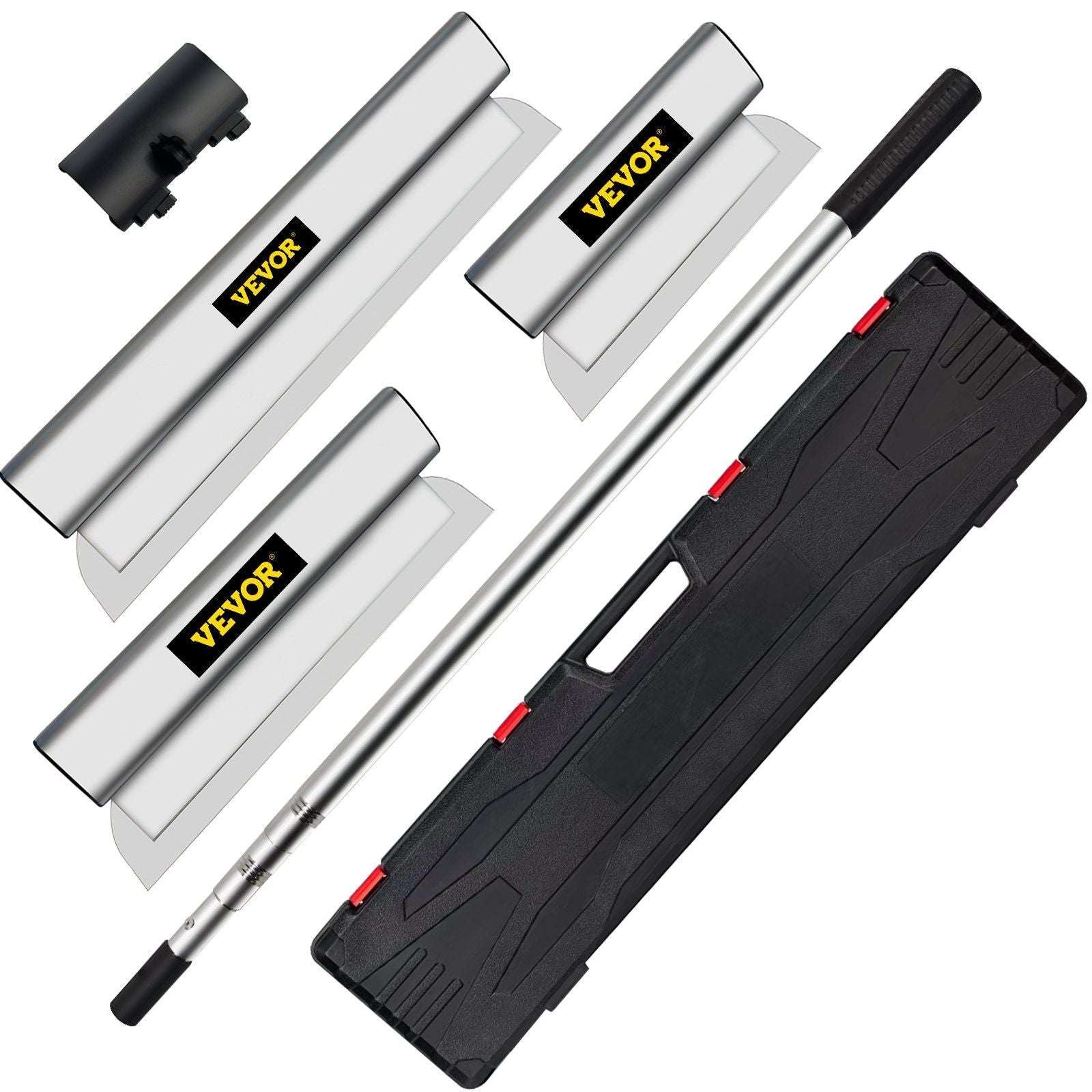 Skimming Blade Set,10"+24"+32" Blades + 35"-78" Extension Handle, European Stainless Steel Construction Knife, Aluminum Blade Profile Smoothing Knockdown Spatula for Gyprock/Drywall/Wall-Board