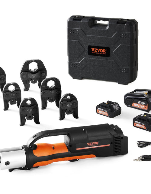 Load image into Gallery viewer, Pro Press Tool, 18V Electric Pipe Crimping Tool for 1/2" to 2" Copper Pipes, Press Tool Kit with 6 Pro Press Jaws, 2pcs 4AH Battery, Fast Charger &amp; Carrying Case
