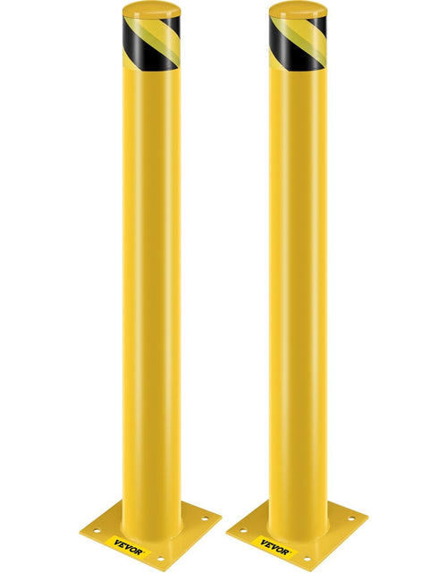 Load image into Gallery viewer, Safety Bollard, 42 Inch Height Bollard Post, 4.5 Inch Diameter Steel Pipe Safety Bollard Post, Yellow Steel Bollard, Steel Safety Bollard with 8 Anchor Bolts, Perfect for Traffic-Sensitive Area
