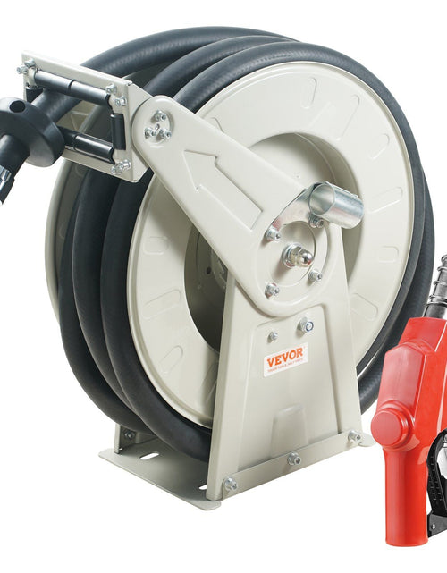 Load image into Gallery viewer, Fuel Hose Reel, 1" x 33', Extra Long Retractable Diesel Hose Reel, Heavy-Duty Carbon Steel Construction with Automatic Fuel Nozzle, NBR Rubber Hose for Aircraft Ship Vehicle Tank Truck, 300 PSI
