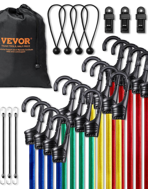 Load image into Gallery viewer, 32 Pcs Bungee Cords Set 8 mm Heavy Duty Bungee Straps with A3 Steel Hooks
