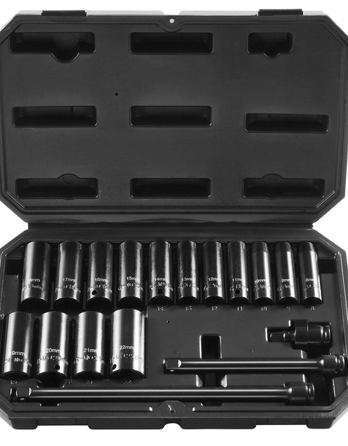 Load image into Gallery viewer, Impact Sockets Set 18pcs 6-Point 3/8" Drive Bit Ratchet Tool Kit Case
