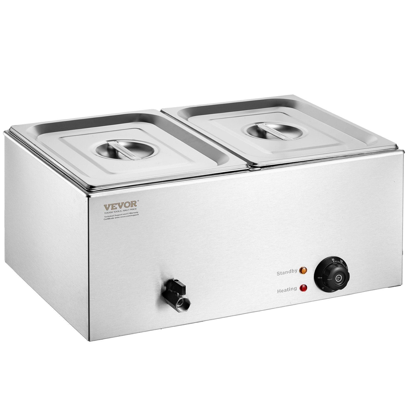 Commercial Electric Food Warmer 2-Pan Countertop Buffet 18QT Bain Marie