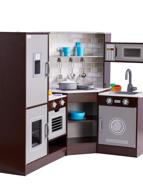 Load image into Gallery viewer, Kitchen Playset Kids Pretend Cooking Play Toy 24 Piece Accessories Brown
