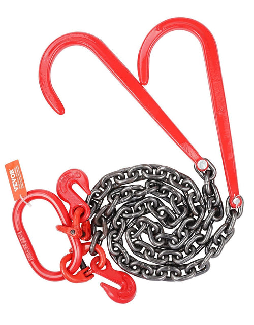 Load image into Gallery viewer, 3/8" x 3' G80 Tow Chain J Hook V-Chain Bridle Grab Hook Wrecker 15600 lbs
