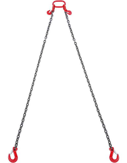 Load image into Gallery viewer, 3/8" x 6' Chain Sling 2 Legs G80 Lifting Chain with Grab Hooks 11000 lbs
