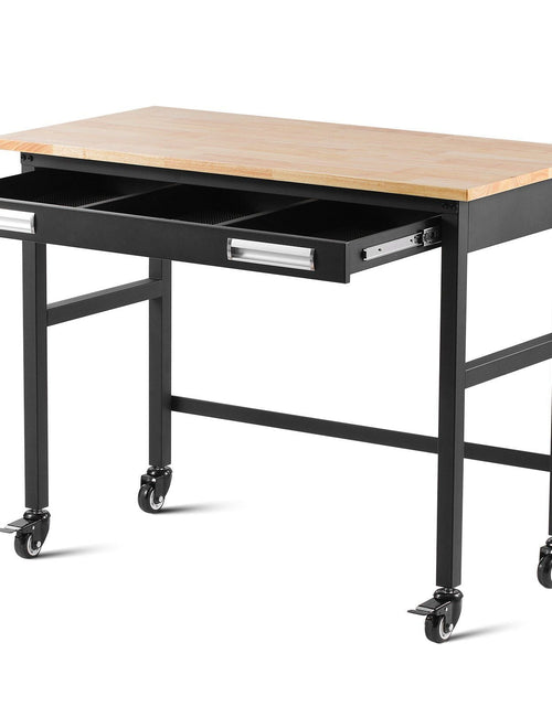 Load image into Gallery viewer, 48" Workbench on Wheels Wood Top Work Table with Drawer Organizer 1500 lbs
