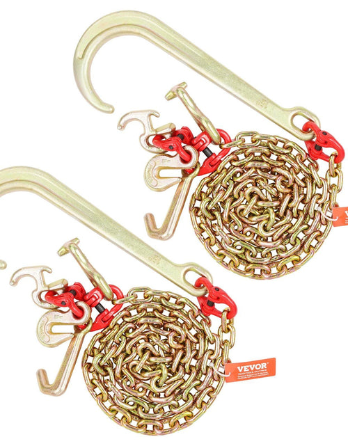 Load image into Gallery viewer, 2PCS 5/16"x6' G80 Tow Chain 15" J Hook Long Shank RTJ &amp; Grab Hooks Wrecker

