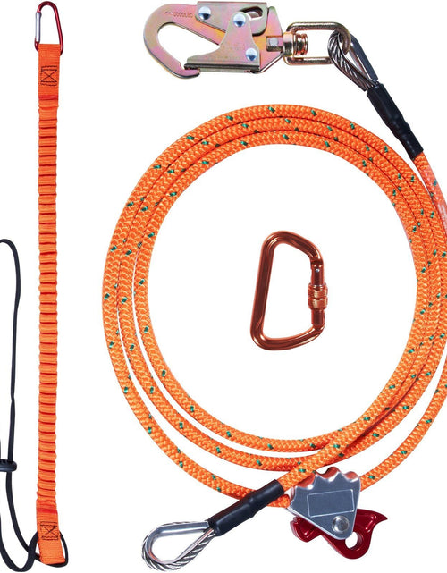 Load image into Gallery viewer, Steel Core flipline, 1/2" x 12' Arborist Flipline, Flip Line for Tree Climbing with Alloy Steel Snap Hook, Aluminum Alloy Carabiner and Extra Tool Lanyard, for Arborist, Tree Climbers
