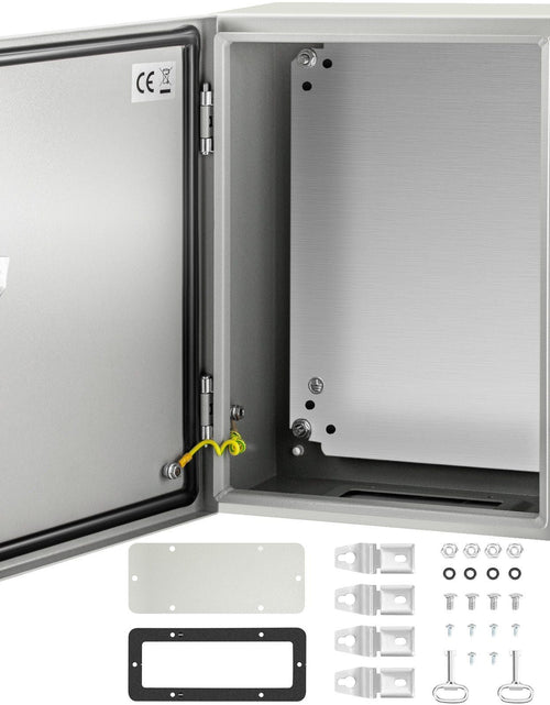 Load image into Gallery viewer, Electrical Enclosure Box, 16'' ×12'' ×6'', Carbon Steel Hinged Junction Box, IP66 Waterproof &amp; Dustproof, Outdoor Electrical Box, with Mounting Plate
