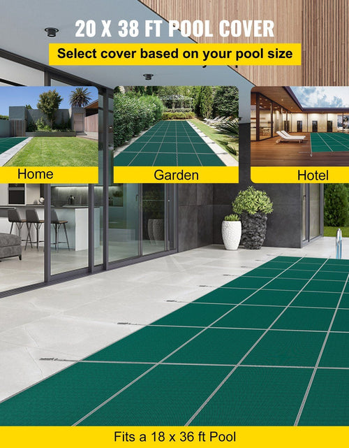 Load image into Gallery viewer, Pool Safety Cover Fits18x36ft Inground Safety Pool Cover Green Mesh with 4x8ft Center End Steps Solid Pool Safety Cover for Swimming Pool Winter
