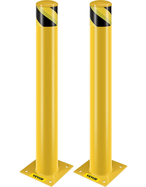 Load image into Gallery viewer, Safety Bollard, 36 Inch Height Bollard Post, 4.5 Inch Diameter Steel Pipe Safety Bollard Post, Yellow Steel Bollard, Steel Safety Bollard with 8 Anchor Bolts, Perfect for Traffic-Sensitive Area
