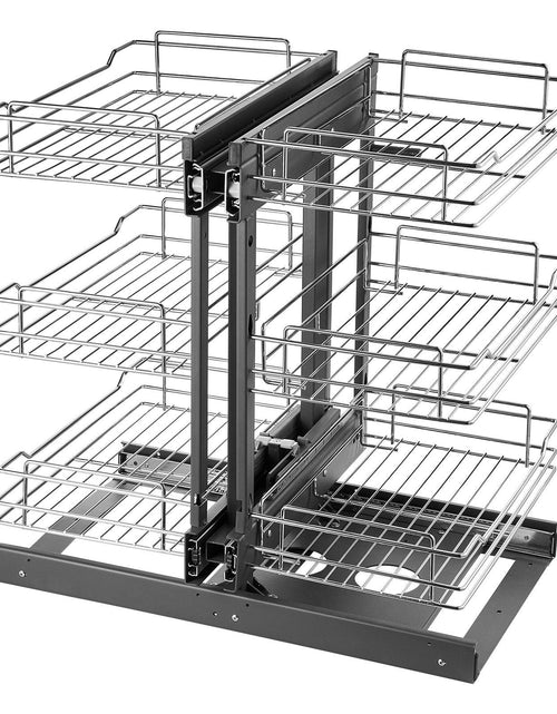 Load image into Gallery viewer, 3 Tier 6 Shelf Blind Corner Pull Out Organizer Chrome Kitchen Cabinet Basket
