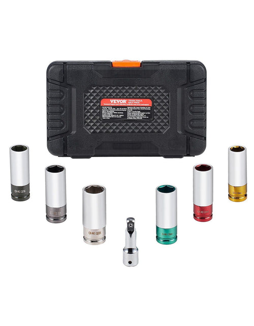 Load image into Gallery viewer, Lug Nut Impact Socket Set 1/2 in Drive Metric and SAE 6-Point Deep Socket
