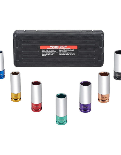 Load image into Gallery viewer, Lug Nut Impact Socket Set 1/2 in Drive Metric 6-Point Deep Socket 7PCS
