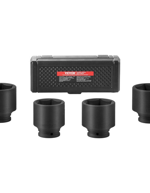 Load image into Gallery viewer, Axle Nut Impact Socket Set 1/2" Drive 6-Point 4PCS SAE Spindle Nut Socket
