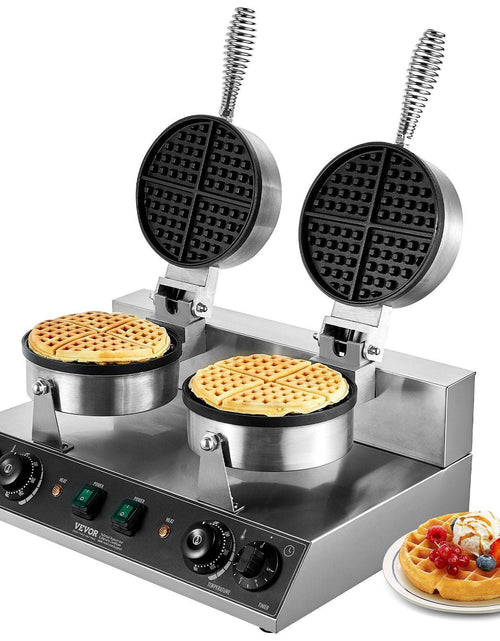 Load image into Gallery viewer, Commercial Waffle Maker Dual-Head Round Waffle Iron 2460W Non-Stick
