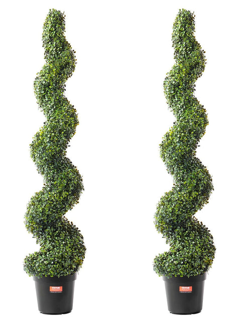 Load image into Gallery viewer, 2 Pack 5' Artificial Boxwood Topiary Tree Faux Plant UV Decor In/Outdoor
