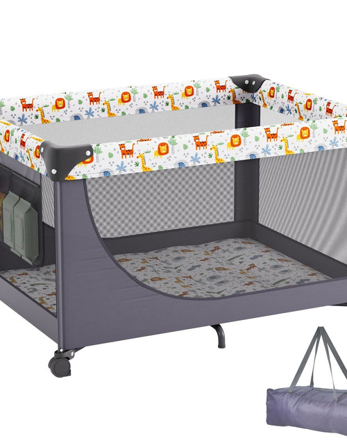 Load image into Gallery viewer, Baby Playpen Quick-Folding Portable Baby Toddler Fence Play Yard &amp; Wheels
