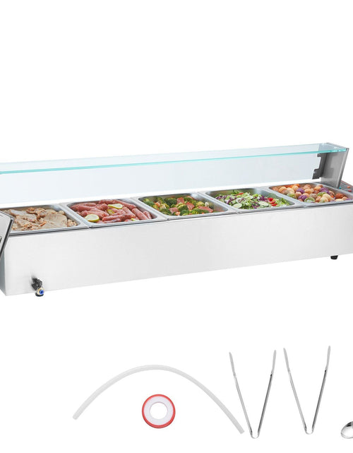 Load image into Gallery viewer, Commercial Electric Food Warmer Countertop Buffet 5*8Qt with Glass Shield
