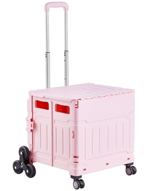 Load image into Gallery viewer, Foldable Cart with Stair Climbing Wheels Collapsible Rolling Crate 65L
