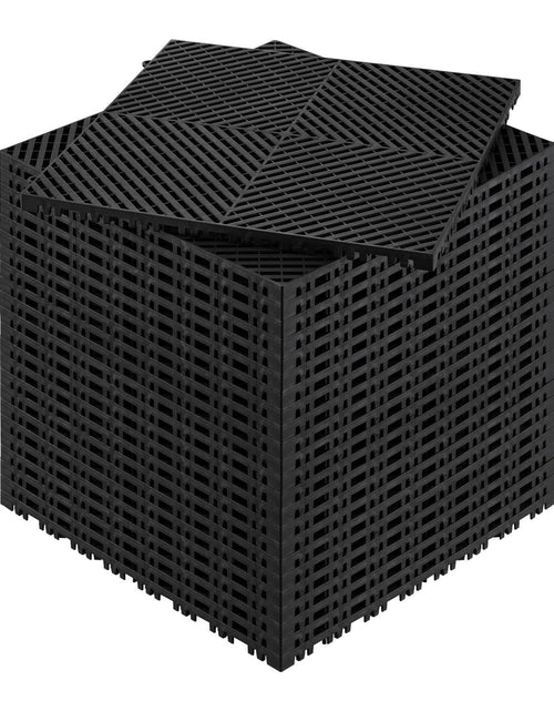 Load image into Gallery viewer, Interlocking Drainage Mat, 15.7'x15.7' Modular Cushion Durable PP Material, 24 Pcs Splicing Drainage Mats, Non-Slip Drainage Floor Tile and Shower Mat, for Garage, Garden, Kitchen&amp;Outdoor, Black
