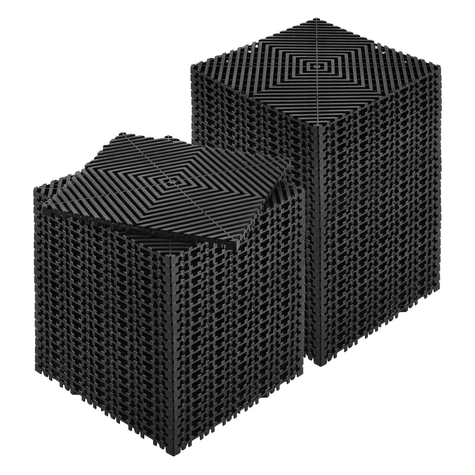Interlocking Drainage Mat, 12'x12' Modular Cushion Durable PP Material, 50 Pcs Splicing Drainage Mats, Non-Slip Drainage Floor Tile and Shower Mat, for Garage, Garden, Kitchen & Outdoor, Black