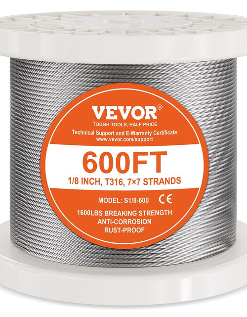 Load image into Gallery viewer, T316 Stainless Steel Cable 1/8" 7x7 Steel Wire Rope 600 ft Cable Railing
