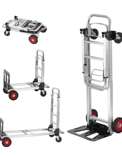 Load image into Gallery viewer, Aluminum Folding Hand Truck, 2 in 1 Design 400 lbs Capacity, Heavy Duty Industrial Collapsible cart, Dolly Cart with Rubber Wheels for Transport and Moving in Warehouse, Supermarket, Garden

