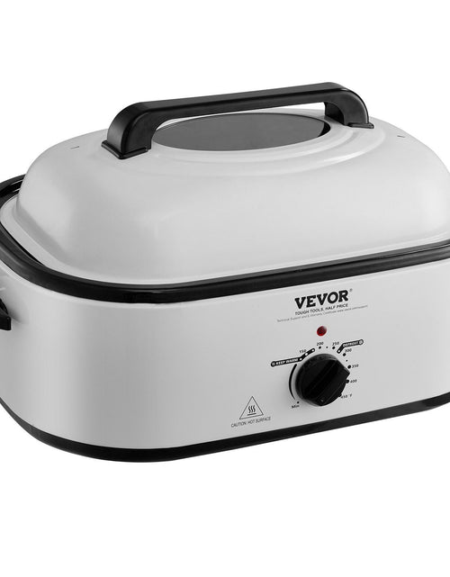 Load image into Gallery viewer, Electric Roaster Oven, 22 QT Turkey Roaster Oven with Self-Basting Lid, 1450W Roaster Oven with Defrost &amp; Warm Function, Adjustable Temp, Removable Pan &amp; Rack, Fits Turkeys Up to 26LBS, White
