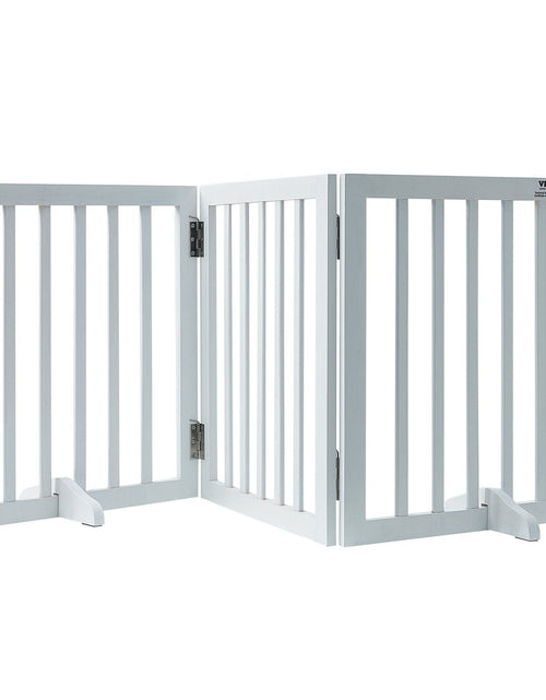 Load image into Gallery viewer, Free Standing Dog Gate, 24" H x 60" W Freestanding Pet Gate, 3 Panels Foldable Dog Gate for Wide and Narrow Passageways, Expandable Dog Barrier with Silent Foot Support for Indoor, White

