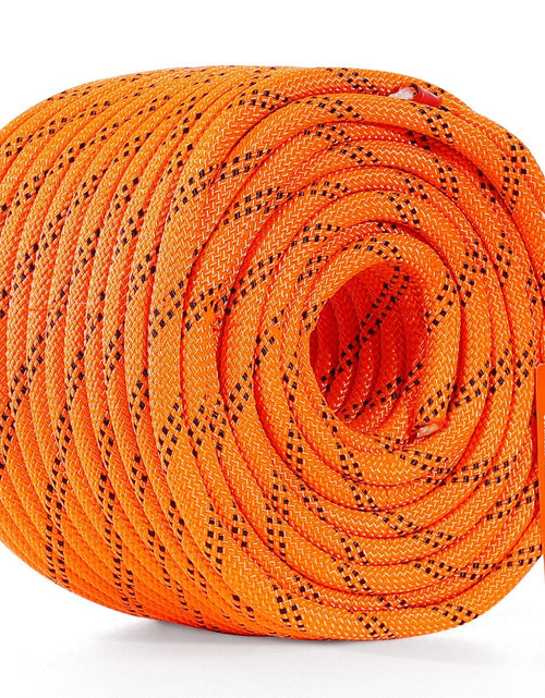 Load image into Gallery viewer, Double Braided Polyester Rope, 3/8 in x 120 ft, 48 Strands, 4000 LBS Breaking Strength Outdoor Climbing Rope, Arborist Rigging Rope for Rock Hiking Camping Swing Rappelling Rescue, Orange/Black
